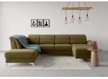 Wohnlandschaft SIT & MORE "Sinatra U-Form", grün (olive), B:326cm H:85cm T:220cm, 98% Polyester, 2% Polyamid, Sofas, Wohnlandschaft, optional mit Kopfteilverstellung und Armteilfunktion etc.