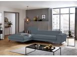 Ecksofa W.SCHILLIG "piedroo, Designsofa mit tollem Sitzkomfort, bequem, L-Form", blau (blau z69), B:343cm H:70cm T:193cm, Longlife Xtra-Leder Z69: Das feinnarbige, gedeckte Softleder Z69 besticht durch seine außergewöhnliche Weichheit im trendigen »Vintage-Look«, Hautstärke 0, 9 - 1, 1 mm, Sofas, Ecksofa, Kopfteilverstellung, wahlweise mit Sitztiefenverstellung, Breite 343cm