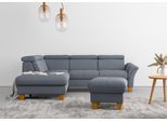 Ecksofa HOME AFFAIRE "Lindgren L-Form", blau (hellblau), B:249cm H:84cm T:217cm, 100% Polyester, Sofas, Ecksofa, wahlweise mit TV-Funktion, Stauraum und Kopfteilverstellung