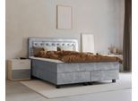 Boxspringbett HOME AFFAIRE "Jeanne", grau (hellgrau), B:161cm L:208cm, 100% Polyester, Komplettbetten, Boxspringbett, inkl. Topper mit Taschen-Federkernmatratze