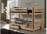 Etagenbett VIPACK "Pino, Kiefer massiv, sehr standfest, Made in Europe", beige (kiefer massiv natur lackiert), B:105cm H:140cm L:210cm, Etagenbetten, Etagenbett, inkl. Leiter und 2 Schubladen, wahlweise Ausf. Weiß oder Natur