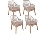 Armlehnstuhl GARDEN PLEASURE "POMONA, braun, 4er Set", weiß (weiß, braun, beige), B:62cm H:86cm T:60cm, Massivholz, Polyester, Stühle, Armlehnstuhl, braun
