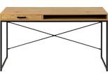 Schreibtisch ACTONA GROUP, braun (matt wildeiche, matt schwarz, matt wildeiche), B:140cm H:76cm T:58cm, Tische, Schreibtisch, Metallgestell, 1 Schublade und 1 offenem Fach, Breite 140 cm