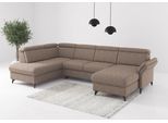 Wohnlandschaft SIT & MORE "Glendale, U-Form", cappuccino, B:321cm H:84cm T:193cm, 100% Polyester, Sofas, Wohnlandschaft, inkl. Kopfteilverstellung,wahlweise mit Vorziehsitz und Bettkasten