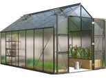 Gewächshaus VITAVIA "Domus 11500", schwarz, B:257cm H:253,9cm T:449cm, Gewächshäuser, Gewächshaus, mit Doppelschwingtüren und bodentiefer Türschwelle, 4 mm Hohlkammer