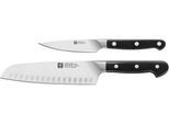 Messer-Set ZWILLING "Pro", schwarz, Spezialklingenstahl, Stahl, Kochmesser-Sets, Messer-Set, 1 Spick & Garniermesser (10 cm), 1 Santokumesser (18 cm).