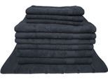 Handtuch Set DYCKHOFF "Planet", grau (anthrazit), 10 Stk., Frottier, Frottier, Obermaterial: 100% Baumwolle, Handtuch-Sets, Handtuch Set, Umfangreiches Badezimmer Komplett-Set inklusive Badvorleger