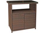 Gartentisch GARDEN PLEASURE "PADUA", braun (braun, braun, braun, durchsichtig), H:84cm, Polyethylen;Aluminium;Kunststoffgeflecht;Glas, Tische, Gartentisch, auch als Sideboard nutzbar