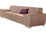 2,5-Sitzer DOMO COLLECTION "Ricardo kubisch, modern und elegant", beige (natur), B:224cm H:81cm T:95cm, PRIMABELLE- Microfaser (100% Polyester);Strukturstoff (90% Polyester, 10% Polyacryl), Sofas, 2 5-Sitzer, frei im Raum stellbar