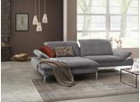 Ecksofa W.SCHILLIG "enjoy&MORE, Designsofa, elegant und bequem, L-Form", grau (dolphin r66), B:294cm H:87cm T:185cm, Chenille-Flachgewebe R66 (85% Polyester, 15% Nylon);Longlife Xtra-Leder Z59: Glattleder mit modischer Prägung. Hautstärke 0, 9 - 1, 1 mm;Stoff S37 (100% Polyester), Sofas, Ecksofa, mit Sitztiefenverstellung, Füße Chrom glänzend, Breite 294 cm
