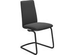 Polsterstuhl STRESSLESS "Laurel", grau (charcoal dinamica, schwarz matt), B:53cm H:92cm T:59cm, Microfaser DINAMICA (88% Polyester, 12% Polyurethan), Stühle, Polsterstuhl, Low Back, Größe M, mit Beinen aus Stahl in Schwarz matt