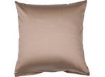 Kissenbezug JANINE "Colors Mako Satin", grau (taupe), B:50cm L:50cm, Mako-Satin, Obermaterial: 100% Baumwolle, Kissenbezüge, Kissenbezug, mit Reißverschluss, uni Kissenhülle, feinfädig, 100% Baumwolle
