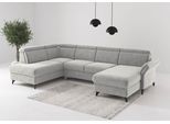 Wohnlandschaft SIT & MORE "Glendale, U-Form", hellgrau, B:321cm H:84cm T:193cm, 100% Polyester, Sofas, Wohnlandschaft, inkl. Kopfteilverstellung,wahlweise mit Vorziehsitz und Bettkasten