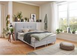 Boxbett "Barnett", grau (hellgrau), B:142cm L:208cm, ATLANTIC HOME COLLECTION, Komplettbetten, Boxbett, mit Taschenfederkern-Matratze und Topper