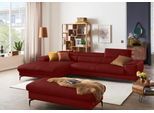 Ecksofa W.SCHILLIG "piedroo, Designsofa mit tollem Sitzkomfort, bequem und elegant, L-Form", rot (ruby rot z59), B:343cm H:70cm T:193cm, Longlife Xtra-Leder Z59: Glattleder mit modischer Prägung. Hautstärke 0, 9 - 1, 1 mm, Sofas, Ecksofa, Kopfteilverstellung, wahlweise mit Sitztiefenverstellung, Breite 343cm