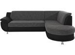 Ecksofa TRENDMANUFAKTUR "Rondo 3, zeitlos und bequem, Materialmix, breite Armlehnen, L-Form", schwarz-weiß (schwarz, schwarz, weiß), B:265cm H:85cm T:190cm, Kunstleder SOFTLUX / Struktur (77% Polyester; 23% Polyacryl);Luxus-Microfaser ALCAZAR (100% Polyester) / Feinstruktur (100% Polyester), Sofas, Ecksofa, wahlweise mit Federkern für mehr Komfort, wahlweise mit Bettfunktion