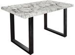 Esstisch PAROLI "Manger", weiß (marmor weiß, schwarz, marmor weiß), H:75cm, Tische, Esstisch, in 3 Breiten und 2 Farbausführungen