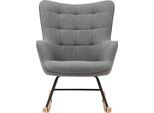 Schaukelstuhl BYLIVING "Richie", grau (grau, schwarz, buche), B:72cm H:92cm, 100% Polyester, Stühle, Schaukelstuhl, moderne Metallbeine mit Holzkufe, in Webstoff oder Cord erhältlich
