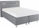 Boxspringbett, grau (strukturstoff grau), mit LED-Beleuchtung, Liegefläche B/L: 140cm x 200cm, H3, 7-Zonen-Kaltschaummatratze, Bezug Unterbox und Kopfteil: Strukturstoff (77% Polyester und 23% Viskose);Bezug Obermatratze 100% Polyester, waschbar bis 60C, WESTFALIA SCHLAFKOMFORT, Komplettbetten, Boxspringbett, wahlweise mit LED-Beleuchtung