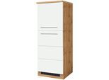 Kühlumbauschrank KOCHSTATION "KS-Wien", weiß (weiß, wotaneiche), B:60cm H:165cm T:60cm, Holzwerkstoff, Schränke, Kühlumbauschrank, 60 cm breit, für Einbaukühlschrank