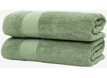 Duschtücher WOLKENFELD "Premium Low-Twist Baumwolle 550 g/m² – 2 große Duschtücher", grün, B:70cm L:140cm, Frottier, Baumwolle, Handtücher, Duschtücher, 70×140 cm – weich, saugfähig und ideal für Bad & Wellness