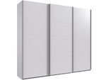Kleiderschrank WIMEX "Mugano, Made in Germany, Lieferung bis in Deine Etage und Stellort", weiß (weiß, griffe alufarben), B:270cm H:236cm T:65cm, Holzwerkstoff, Schränke, Kleiderschrank, 3 Schwebetüren, große Größen, mit oder ohne Spiegel, Metallgriffe