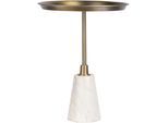 Beistelltisch KAYOOM "Grant 125, aus Handmanufaktur", gold (weiß, gold, weiß, gold), B:38cm H:51cm T:38cm, 95% Eisen, 5% Aluminium / Sockel: Marmor, Tische, Beistelltisch, Runder Tisch, Ablagefläche aus Metall, Sockel aus Marmor