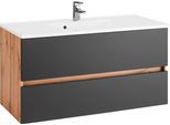 Waschtisch WELLTIME "Lucca", grau (eichefarben, grau, grau, eichefarben), B:100cm H:56cm T:47cm, Waschtische, Waschtisch