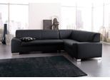 Ecksofa DOMO COLLECTION "Alisson, zeitlose Optik, flache Armlehnen, L-Form", schwarz, B:249cm H:75cm T:181cm, Microfaser aus 100% Polyester;Softlux, das pflegeleichte Kunstleder aus 80% PVC, 18% Polyester und 2% Polyurethan;Strukturstoff aus 90% Polyester und 10% Polyacryl, Sofas, Ecksofa, fester Sitzkomfort, wahlweise mit Bettfunktion