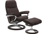 Relaxsessel STRESSLESS "Consul", braun (chocolate paloma), B:91cm H:102cm T:79cm, Leder BATICK: BATICK ist ein leicht korrigiertes, durchgefärbtes und genarbtes Möbelleder, bei dem die meisten Unebenheiten und Spuren in der Regel entfernt wurden.;Leder PALOMA: PALOMA ist ein durchgefärbtes Semianilin-Möbelleder mit natürlicher Narbung.;ROHLEDER Stoff Q2 FARON: Ein fester zuverlässiger Bouclé mit e
