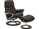 Relaxsessel STRESSLESS "Ruby", braun (chocolate paloma), B:76cm H:100cm T:75cm, Leder PALOMA: durchgefärbtes Semianilin-Möbelleder;Leder BATICK: durchgefärbtes und genarbtes Möbelleder, Sessel, Relaxsessel, mit Signature Base, Größe S, Gestell Eiche, Wenge, Braun & Schwarz
