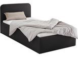 Polsterbett, schwarz, B:130cm L:210cm, Bezug Bett: wahlweise Microfaser (100% Polyester), Strukturstoff (77% Polyester, 23% Viskose) oder Kunstleder;Bonnell-Federkernmatratze: Mischgewebe (51% Polyprophlen, 39% Polyester, 10% Baumwolle);Kaltschaummatratze: Frottee (100% Polyester), Bezug abnehm- und waschbar bis 60C, WESTFALIA SCHLAFKOMFORT, Betten, Polsterbett, inkl. Bettkasten bei Ausführung mit