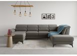 Wohnlandschaft SIT & MORE "Sinatra U-Form", braun (schlamm), B:326cm H:85cm T:220cm, 100% Polyester, Sofas, Wohnlandschaft, optional mit Kopfteilverstellung und Armteilfunktion, Metallfüße