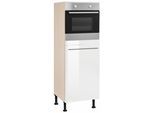 Backofen/Kühlumbauschrank OPTIFIT "Bern", weiß (weiß hochglanz, akaziefarben), B:60cm H:173,4cm T:58,4cm, Schränke, Backofen/Kühlumbauschrank, 60 cm breit, 176 cm hoch, höhenverstellbare Stellfüße, mit Metallgriff