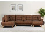Wohnlandschaft HOME AFFAIRE "TRIPLO U-Form wahlweise mit Schlaffunktion, B/T/H: 310/192/90 cm", braun (cognac), B:310cm H:90cm T:192cm, 100% Polyester, Sofas, Wohnlandschaft, Schlafsofa, auch mit Bettkasten, Steppung im Rückenkissen