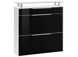 Schuhschrank BORCHARDT MÖBEL "Oliva", schwarz (weiß matt, schwarz hochglanz), B:89cm H:96cm T:24cm, Holzwerkstoff, Schränke, Schuhschrank, Breite 89 cm, hängend, mit 2 Doppeltrommel und 1 Schubkasten