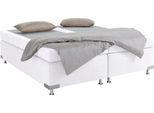 Boxspringbett "Holland", weiß, B:202cm L:201cm, Microvelours (100% Polyester), WESTFALIA SCHLAFKOMFORT, Komplettbetten, Boxspringbett, ohne Kopfteil, frei im Raum stellbar