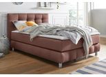 Boxspringbett HOME AFFAIRE "Salo", braun, B:134cm L:211cm, Struktur (100% Polyester);Bezug der Spiegelfläche Matratzendrell aus 100% Polyester;Samtoptik (100% Polyester), Komplettbetten, Boxspringbett, incl. Topper, 6 Breiten, 2 Härtegrade, TFK auch in Härtegrad 4