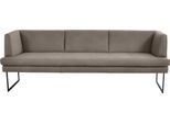 Polsterbank K+W KOMFORT & WOHNEN "Cube", grau (stahl 85), B:229cm H:82cm T:67cm, Sitzbänke, Polsterbank, Hammerkissenoptik, 2 Breiten, Metallkufe schwarz