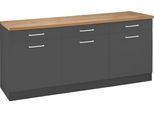 Unterschrank KOCHSTATION "KS-Kehl", grau, B:180cm H:85cm T:60cm, MDF, Schränke, Unterschrank, Breite 180 cm
