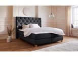 Boxspringbett HOME AFFAIRE "Harmones hoch", grau (anthrazit), B:203cm L:210cm, Struktur (100% Polyester), Komplettbetten, Boxspringbett, in 3 Breiten, Härtegrad auch im Mix mit je 1 Matratze in H2 und H3