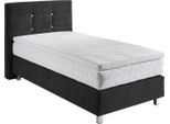 Boxspringbett, schwarz, B:105cm L:210cm, Bezug: Microvelours 100% Polyester;Polsterung: 100% Polyester, WESTFALIA SCHLAFKOMFORT, Komplettbetten, Boxspringbett, mit Knöpfen in Kristalloptik, wahlweise mit Topper