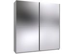 Kleiderschrank WIMEX "Mugano, B/T/H 135 oder 180/65/198cm, Made in Germany", weiß (weiß, griffe alufarben), B:180cm H:198cm T:65cm, Holzwerkstoff, Schränke, Kleiderschrank, 2 Schwebetüren mit oder ohne Spiegel, Metallgriffe