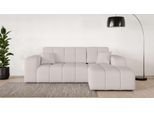Ecksofa OTTO HOME "CASSY L-Form, Schlafsofa mit Bettkasten, Maße B/T/H: 245/165/88 cm", beige (hellbeige), B:244,5cm H:88cm T:164,5cm, 100% Polyester, Sofas, Ecksofa, mit 2 Rückenkissen, Recamiere rechts oder links bestellbar