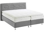 Boxspringbett, grau, B:195cm L:210cm, Bezug: Microvelours 100% Polyester, WESTFALIA SCHLAFKOMFORT, Komplettbetten, Boxspringbett, wahlweise mit Topper