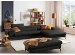 Ecksofa W.SCHILLIG "piedroo, Designsofa mit tollem Sitzkomfort, bequem und elegant, L-Form", grau (graphit z59), B:343cm H:70cm T:193cm, Longlife Xtra-Leder Z59: Glattleder mit modischer Prägung. Hautstärke 0, 9 - 1, 1 mm, Sofas, Ecksofa, Kopfteilverstellung, wahlweise mit Sitztiefenverstellung, Breite 343cm