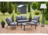 Garten-Essgruppe GARDEN PLEASURE "VICTORIA", grau (anthrazit, anthrazit, anthrazit), B:310cm H:74,5cm T:159cm, Aluminium, Kunststoff, Sitzmöbel-Sets, Garten-Essgruppe, inkl. Sitzauflage und Rückenkissen