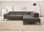 Ecksofa HOME AFFAIRE "Antonelli, L-Form, inkl. Kopfteilverstellung, Breite 276 cm", grau, B:276cm H:71cm T:219cm, 95% Polyester, 5% Nylon, Sofas, Ecksofa, mit elektrischer Sitztiefenverstellung, in Feincord, grau