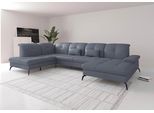 Wohnlandschaft SIT & MORE "Amica, U-Form, inkl. Sitztiefenverstellung und Armteilverstellung", graublau, B:357cm H:90cm T:231cm, Sofas, Wohnlandschaft, wahlweise mit Kopfteilverstellung, Bettfunktion und Bettkasten