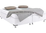 Boxspringbett "Holland", weiß, B:162cm L:201cm, Microvelours (100% Polyester), WESTFALIA SCHLAFKOMFORT, Komplettbetten, Boxspringbett, ohne Kopfteil, frei im Raum stellbar